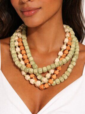Plunder Wood Bead Necklace Multi Colored